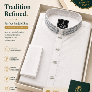 Premium White Embroidered Panjabi