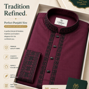 Premium ‘Maroon’ Cotton Fabric Panjabi For Him