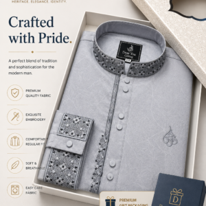 Premium ‘Ash Grey’ 6B Smooth Fabric Panjabi