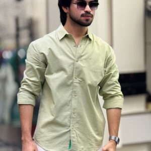 Premium Men's Casual Solid Black Linen-Blend Shirt