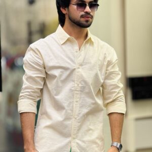 Premium Men's Casual Solid Black Linen-Blend Shirt