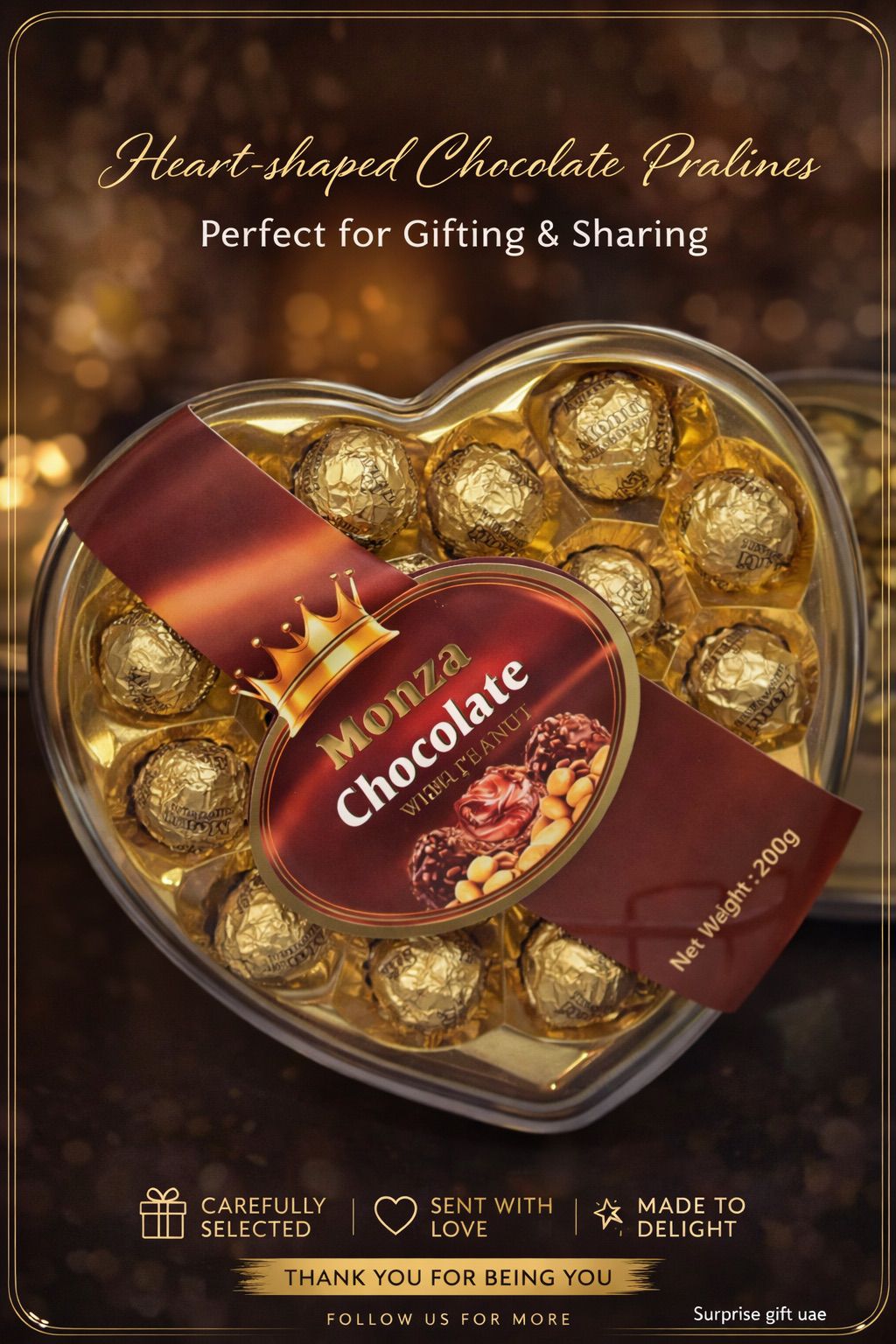 Monza Heart-Shaped Peanut Chocolate Pralines